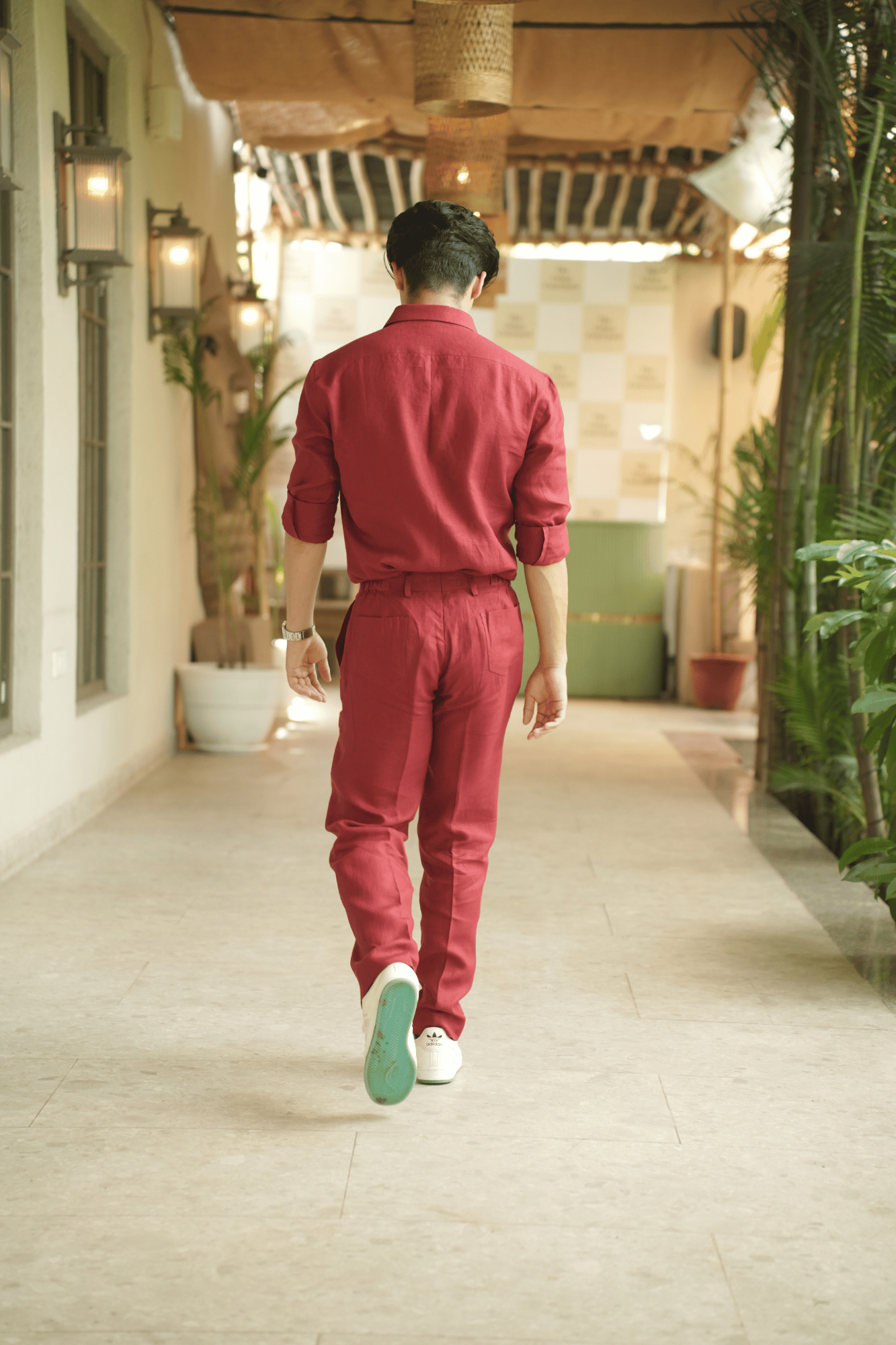 Matt Mehroon Pure Linen Cord Set - Image 4