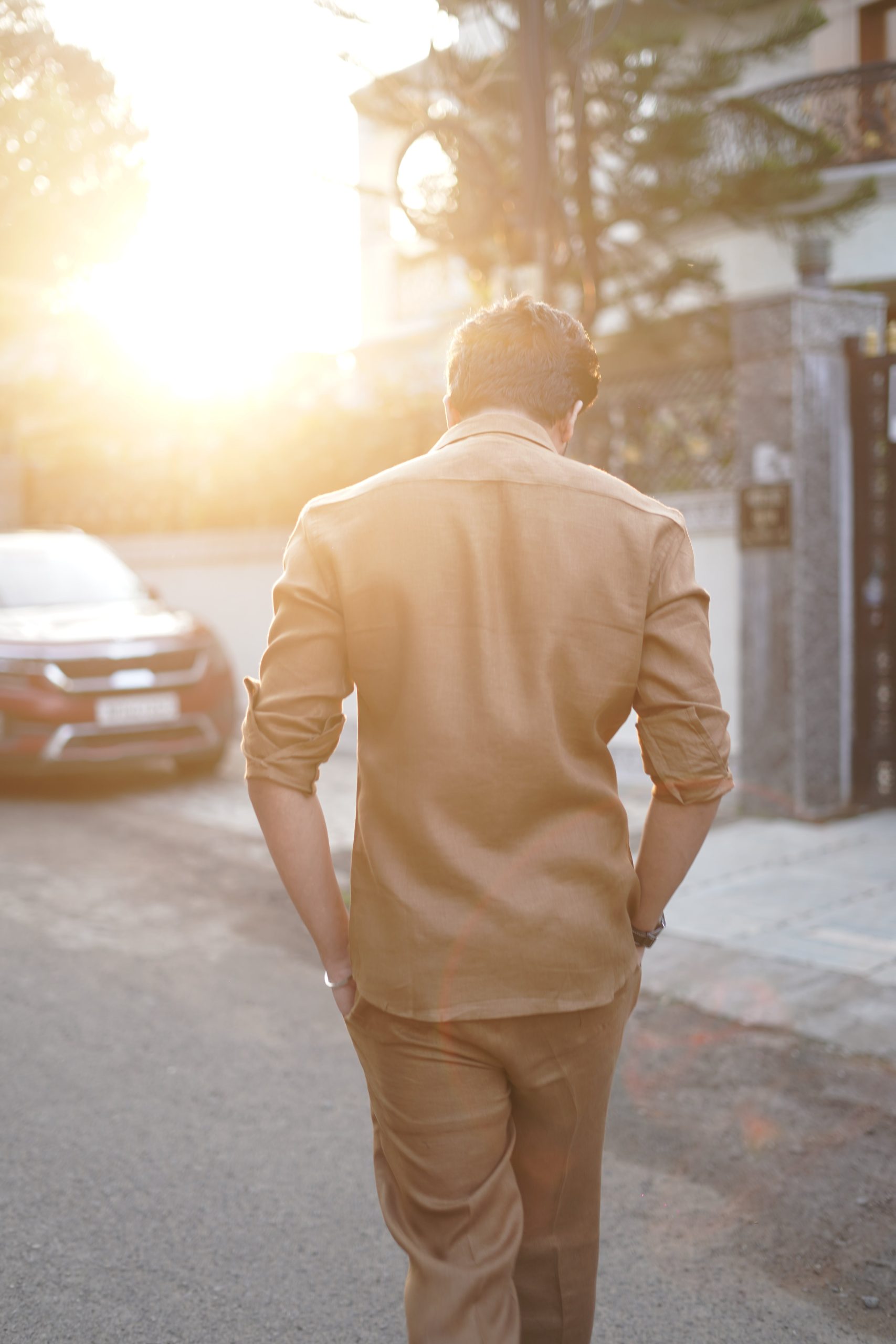 Tobacco Brown Pure Linen Cord Set - Image 4